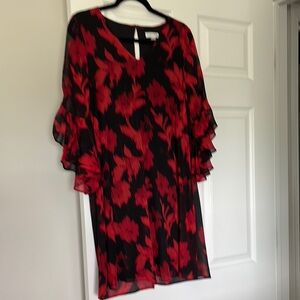 Calvin Klein Black and Red Floral Dress